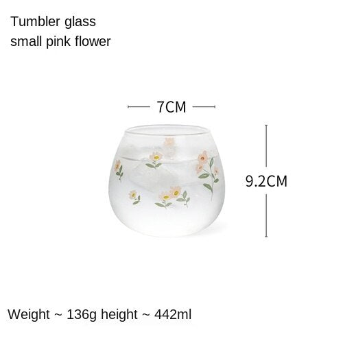 Lovely Little Flower High Borosilicate Tumbler Glass Office Drinking Cup Household Tea Cup Milk Coffee Cup Creative Cool Cup