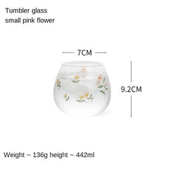 Lovely Little Flower High Borosilicate Tumbler Glass Office Drinking Cup Household Tea Cup Milk Coffee Cup Creative Cool Cup