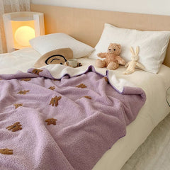 Yickyue Cartoon Cute Bear Blanket Baby Plush Warm Skin Blanket Nap Shawl Air Conditioning Blanket For Sofa Bed Fluffy Home Textile