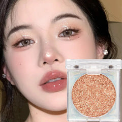 Yickyue Glitter Monochrome Eye Shadow Palette Waterproof Lasting Color Rendering Diamond Shimmer Sequin Eyeshadow Eyes Brighten Makeup