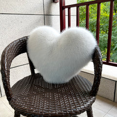 YICKYUE  -  Heart Shape Throw Pillow Sofa Car Stuffed Seat Cushion Double-sided Imitation Fox Fur Plush Cushion Home Decor Waist Cushions