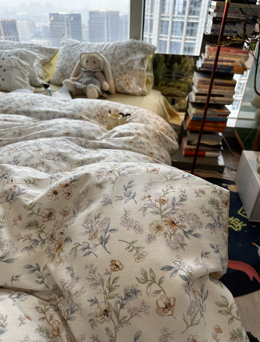 YICKYUE  -  Elegant pastoral french floral yellow bedding set,full queen king comfortable home textile bed sheet pillow case quilt cover