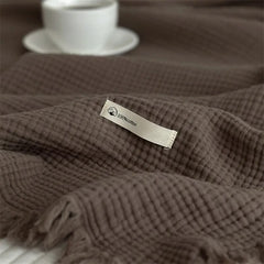 Yickyue 1pc Blanket 100% Cotton Sofa Towel Tassels Bed Linen Solid Color Shawl manta Skin-friendly Plaid Home Blankets