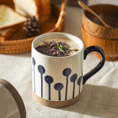 500ml Japanese Ceramic Coffee Mug Breakfast Oatmeal Milk Cup Hand-painted Office Water Cup With Handle Microwave Safe