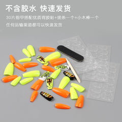 30Pcs/Box Artificial Halloween Pattern Nail Seamless Removable Fake Nails Capsul  Super Long Ballerina Press on Nails Tip