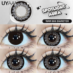 YICKYUE  -  15mm Big Diameter Black Lenses 14.5mm Lenses  Colored Contact Lenses for Eyes Big Eye Lenses Natural Look Lenses