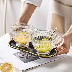MDZF SWEETHOME 400ml Vintage Palace Glass Teacup Handle Phnom Penh Coffee Mug Drinkware Whiskey Beer Cup Glassware