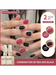 YICKYUE  -  2pcs 15ml Black Pink Gel Nail Polish Starter Pure Soak Off No Wipe Nail Gel Polish Suitable For Christmas