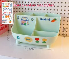 FREE STICKER Desktop Pen Holder Container Cute Stationery Supplies Storage Box Creative Cartoon Kawaii Pen Storage Box Cp Stand