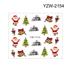 Xmas Winter Water Nail Stickers Christmas Cartoon Santas Snowman Decals New Year Nails Art Manicure Decoration Tips