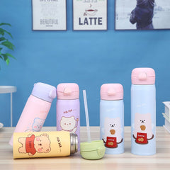Yickyue Cartoon Thermos For Coffee Portable Kettle Cute Vacuum Flask Hot Water Bottle 304 Stainless Steel Thermos Jug Kids Tourist Cup