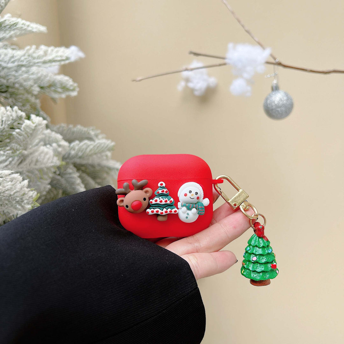Christmas snowman tree 3d pendant earphone case soft silicone wireless bluetooth charging box for apple airpod pro 1 2 3 cover