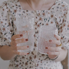 Japanese Bark Pattern Glass, Family Water Cup, Simple and Fresh, Lovely Girl, Milk Cup, Coffee Cup, Beer Cup