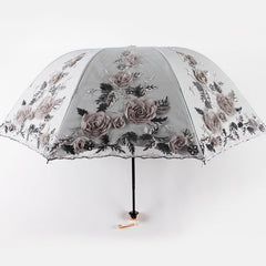 Lace Up Flower Umbrella For Women Summer Parasol Folding Sun Garden Uv Umbrella Portable Lady Beautiful Beach Paraplu Rain Gear