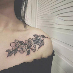 Waterproof Temporary Tattoo Sticker Sketch Fower Design Body Art Fake Tattoo Flash Tattoo Clavicle Female Male