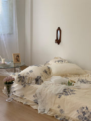 Yickyue  Oil Painting Style Advanced French Retro Rose Cotton Four-Piece Cotton Korean Bedding