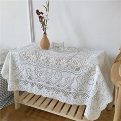 Cutelife Ins Lace White Tablecloth Rectangle Table Cover Picnic Dessert Tablecloth Wedding Art Background Decoration Table Cloth