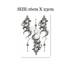 Waterproof Temporary Tattoo Sticker Exotic Crescent Rune Design Body Art Fake Tattoo Flash Tattoo Back of Hand Female
