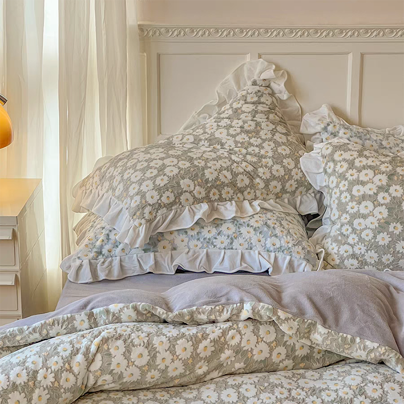 YICKYUE  -  Pastel Daisy Bedding Set - Sage Green