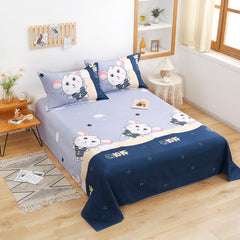 3pcs Set Soft Brushed Thicken Bedsheet All-season Student Dormitory Bed Sheet King Queen Size Flat Sheet with 2pcs Pillowcase