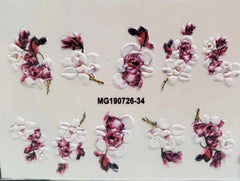 Flower Leaf Tree Green Nail Sticker 3D Black Pink Plant Beauty Water Decals Empaistic Nail Water Slide Decals ZJ0246