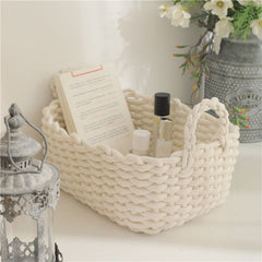 Cotton Knitting Sundries Toys Storage Basket Handwoven Sundries Holder Clothes Underwear Storage Box Snacks Cosmetics Container