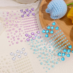 Yickyue Party Festival Makeup Pearl Heart Acrylic Eyeshadow Sticker Tattoo Jewels Gemstone DIY Decoration Face Nail Art Adhesive Decals