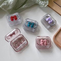 Japanese Small Contact Lense Storage Box Contact Lens Case Portable Ins Bow Transparent Cosmetic Contact Lense Box Female Cute