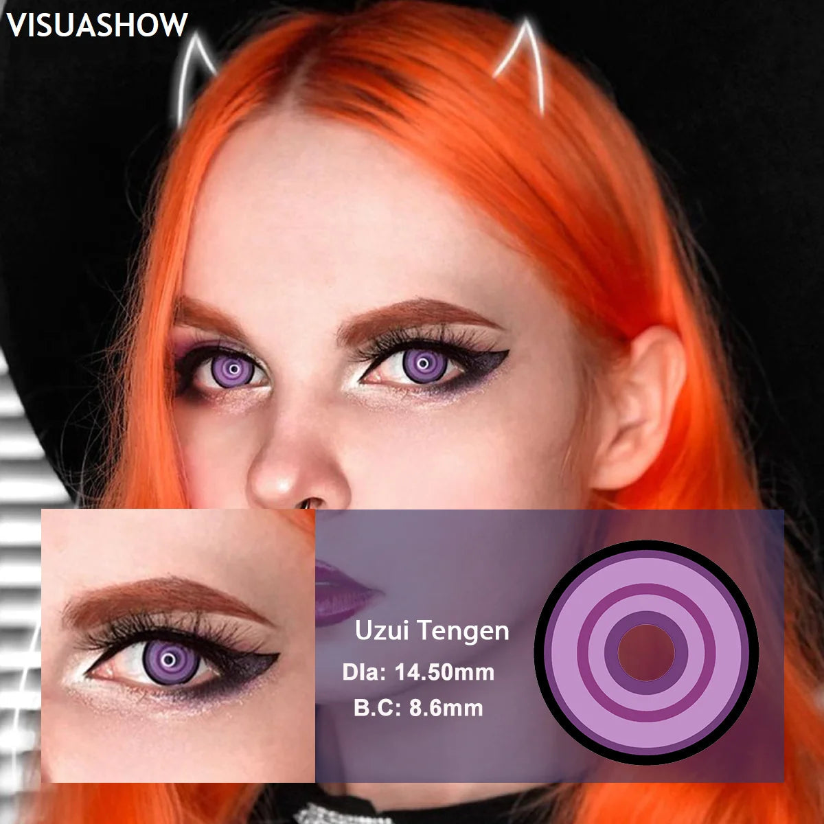 YICKYUE  2pcs Colored Contact Lenses Cosplay Crazy White Contact Lenses Black Anime Eye Lenses Halloween Beauty Makeup Lenses