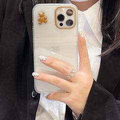 3D bear phone case for iphone 11 oro max 12 mini 7 xsmax x xr 8 plus soft silicone lovely cartoon protective cover cute capa