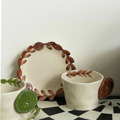 YICKYUE  -  Vintage Ceramic Coffee Cups Saucers Latte Art Cups Afternoon Tea  Vintage Cups