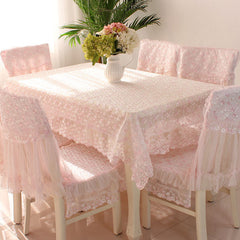 Pink Embroidered Tablecloth Lace Table Cloth Chair Cover Rectangle Table Cover Rural Style Table Skirt Dinning Table Decoration