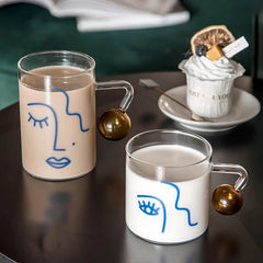 280/400ml Portrait Pattern Glass Mug Creative Handgrip Mugs For Milk Coffee Beer Water Home Office Teacup Cups Couple