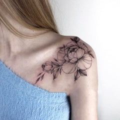 Waterproof Temporary Tattoo Sticker Sketch Flower Design Body Art Fake Tattoo Flash Tattoo Clavicle Female