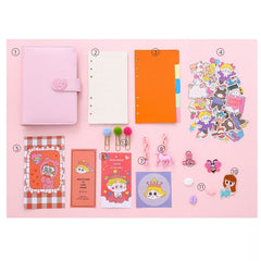 W&G Girl Loose-leaf Diary Planner Organizer Notebook Ledger Cute Korean Kawaii Travel Journals Notebook Handbook 18 Sets Suit