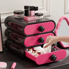 YICKYUE  -  Plastic Desk Top 3-Drawer Storage Organizer Stackable Makeup Organizer with Drawer for Vanity Lipstick Facial Mask Container