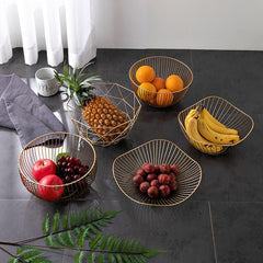 Cretive Fruit Basket Bowl Metal Wire Container Drain Basket Kitchen Rack Fruit Vegetable Storage Holder Snack Tray Storage