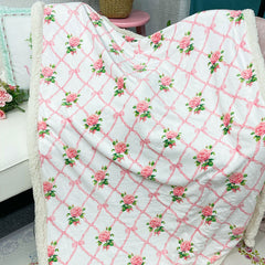 YICKYUE  -  Autumn Winter Single Blanket Fleece Thick Warm Quilt Office Nap Blankets French Classic Printing Velvet Blanket Home Bedding