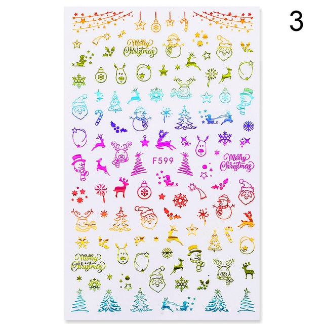 2021 NEW Christmas Slider Nail Art 3D Decals Decoration Snowflake Nail Art Sticker DIY Manicures Transfer Decals Foil Xmas Gif
