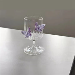 YICKYUE  -  In Korean Color Butterfly Wine Glass Simple Household Water Glass Creative Champagne Cocktail Goblet