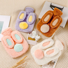 Yickyue Cute Rabbit Ear Water Filling Hot Water Bottle Bag With Plush Cover Women Large Reusable Warm Hand Feet Warmer Heating Water Bag