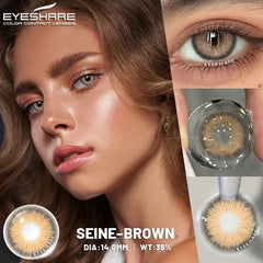 YICKYUE  1 Pair Natural Colored Contact Lenses for Eyes Gray Eye Lens Fashion Blue Lenses Cosmetic Brown Eyes Contacts Yearly