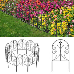 YICKYUE  10-Pack Decorative Garden Fence, 24in(H) x 10ft(L) Rustproof Metal Animal Barrier for Yard, Dog & Rabbit Edging Border, Arched D