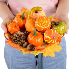 50Pcs/Lot Mini Simulation Pumpkin Gourd Maple Leaf Pine Cones Props Happy Halloween Harvest Thanksgiving Party Home Decoration
