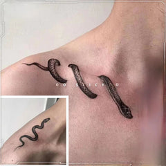 YICKYUE  -  Black Snake Collarbone Temporary Tattoo Stickers Men and Women Tatouages Et Art Corporel Fake Tattoo Cool Tatuajes Tenporales
