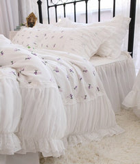 Super Handmade ruffle bedding set Legant designer bedding Romantic lace wedding bedding sets queen size bed cover cotton linen