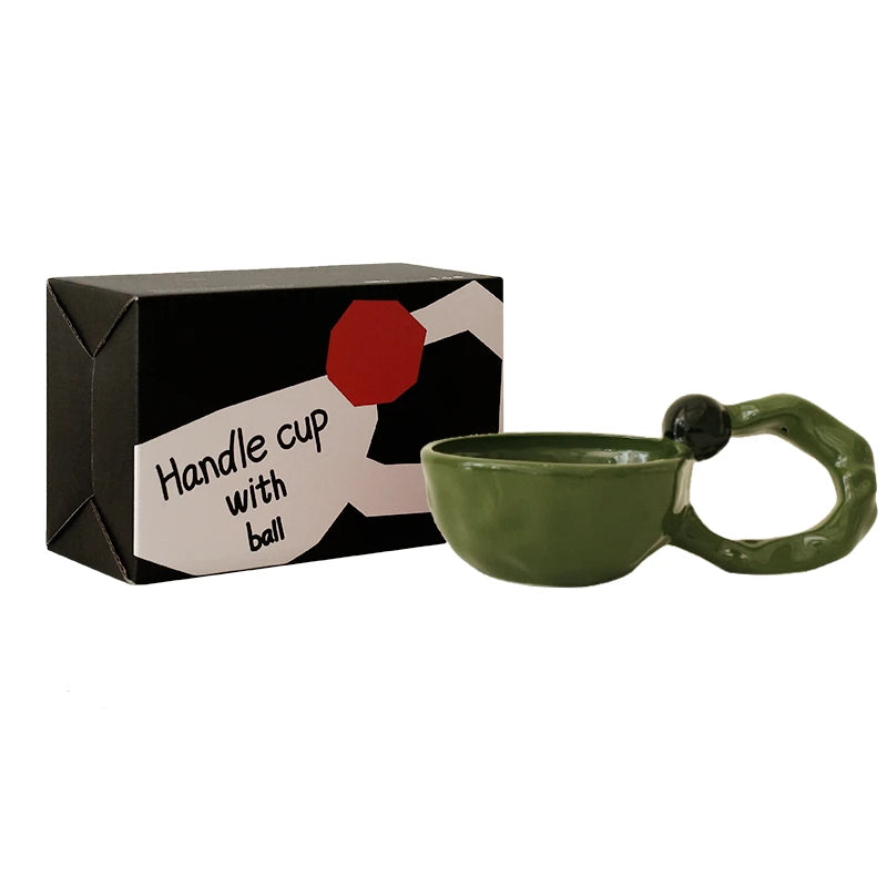 YICKYUE-  Hand-Hold Irregular Ceramic Yogurt Bowl and Coffee Cup Korean Breakfast Cup Milk Tea Cup