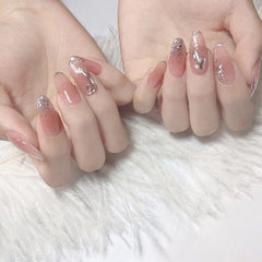 Fake  nails with glue designed Glittering Long  Removable Nail Stickers Wearing Nail Art Patterns 24pcs With Glue TN
