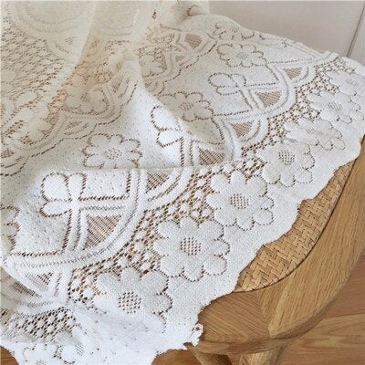Cutelife Ins Lace White Tablecloth Rectangle Table Cover Picnic Dessert Tablecloth Wedding Art Background Decoration Table Cloth