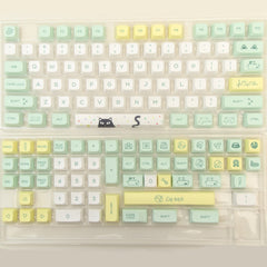131 Keys Cute Cat Theme Keycaps PBT Dye Sublimation Keycaps XDA Profile For Mx Switch Mechanical Keyboard 6.25U Spacebar